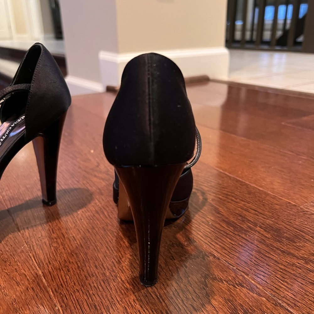 Vintage Claudia Cuiti Black Peep-Toe Heels with Bow - Made in Italy - Picture 7 of 12